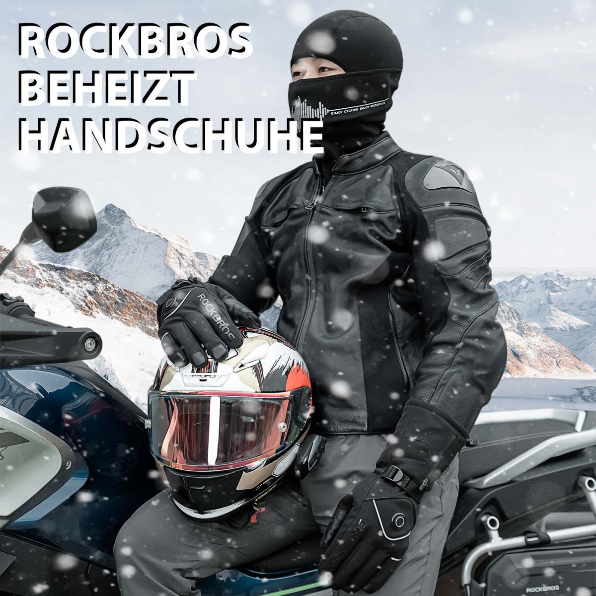 Gants de ski d'hiver chauffants rechargeables noirs ROCKBROS – Image 8